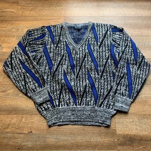 Boulevard V Sweater Mens Sz  LT Geometric Tall Man Grandpacore Cosby Vintage